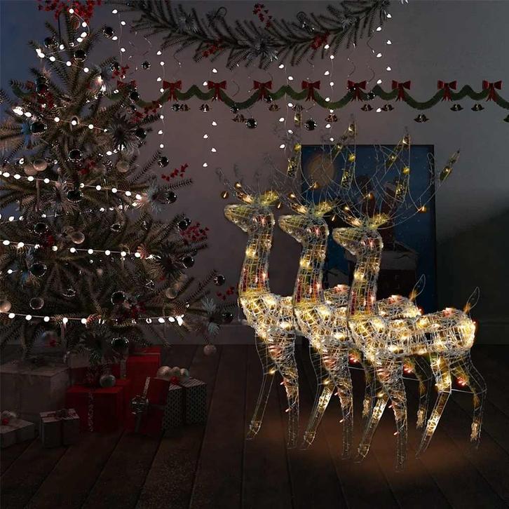 vidaXL Kerstversiering rendier 3 st meerkleurig 120 cm acryl, Diversen, Kerst, Nieuw, Verzenden
