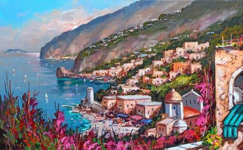 Gio Sannino (1984) - Descent to Positano, Antiek en Kunst, Kunst | Schilderijen | Klassiek