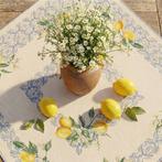 Centre de table carré Gobelin Méditerranéen – Citronniers et, Antiek en Kunst, Antiek | Tapijten, Tafelkleden en Textiel