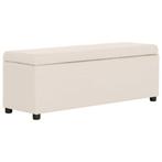vidaXL Bankje met opbergvak 116 cm polyester crème, Verzenden, Nieuw