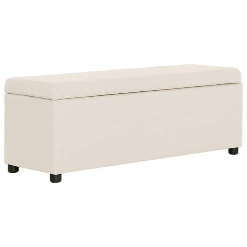 vidaXL Bankje met opbergvak 116 cm polyester crème, Huis en Inrichting, Overige Huis en Inrichting, Nieuw, Verzenden