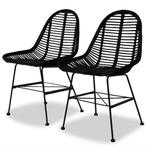 vidaXL Eetkamerstoelen 2 st natuurlijk rattan zwart, Verzenden, Nieuw