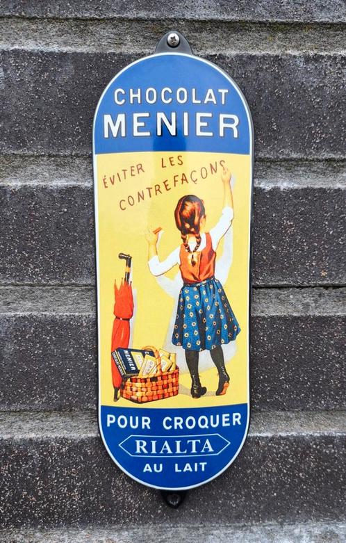 Emaille deurpost Chocolat Menier, Verzamelen, Merken en Reclamevoorwerpen, Verzenden