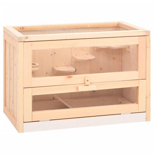 vidaXL Hamsterkooi 60x35,5x42 cm massief vurenhout, Dieren en Toebehoren, Knaagdieren en Konijnen | Hokken en Kooien, Nieuw, Verzenden