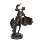 Sculpture, Woman with birds - 38 cm - Bronze, Marbre