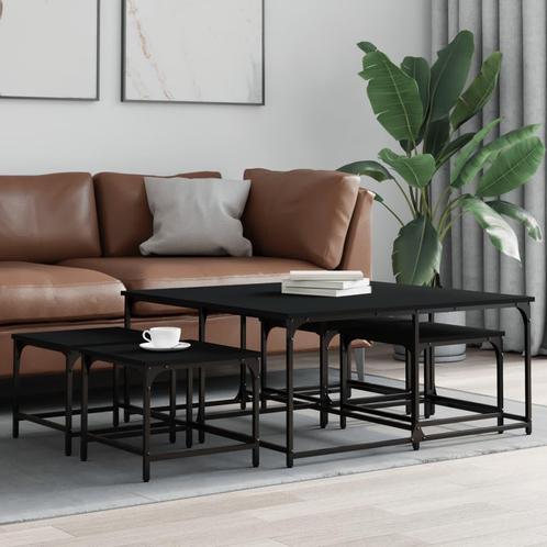 vidaXL 5-delige Tafeltjesset bewerkt hout zwart, Huis en Inrichting, Tafels | Salontafels, Nieuw, Verzenden
