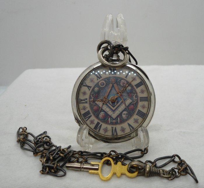 Lepine Lebigot - Masonic - Silver Pocket watch Key -, Handtassen en Accessoires, Horloges | Heren