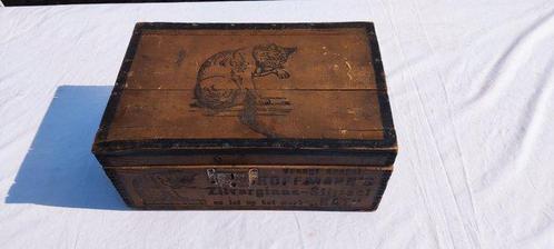 Antiek HOFFMANNS ,,KAT kistje - Reclamebord - Hout en, Antiek en Kunst, Antiek | Wandborden en Tegels