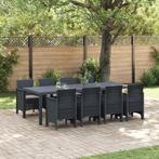 vidaXL 9-delige Tuin Eetset met Kussens in Anthraciet van, Tuin en Terras, Tuintafels, Verzenden, Nieuw