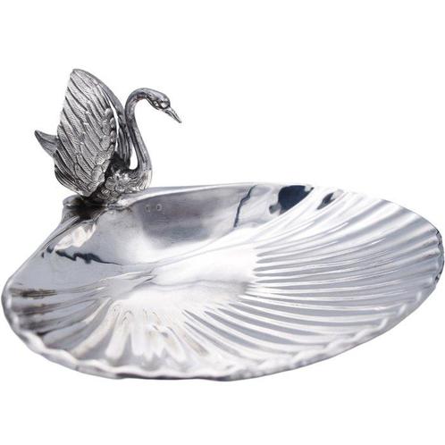 Dienblad - Schelp en Zwaan - Groot - .925 zilver, Antiek en Kunst, Antiek | Zilver en Goud