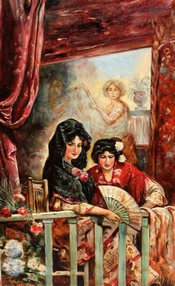Spaanse school (XX) - Pareja de andaluzas (tras José Garcia