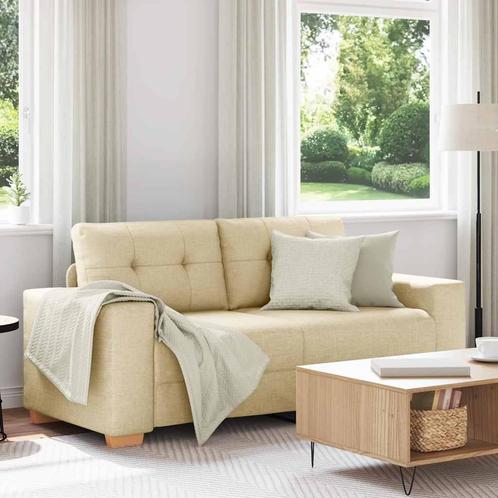 vidaXL Loveseat Bank Crème 140 cm Stof, Huis en Inrichting, Zetels | Zetels, Nieuw, Verzenden