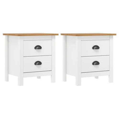 vidaXL Nachtkastjes 2 st Hill 46x35x49,5 cm grenenhout wit, Huis en Inrichting, Slaapkamer | Nachtkastjes, Nieuw, Verzenden