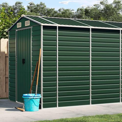 vidaXL Tuinschuur 191x725x198 cm gegalvaniseerd staal groen, Tuin en Terras, Tuinhuizen, Nieuw, Verzenden