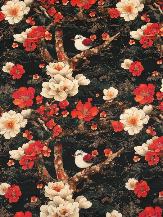 Gratis verzending! TexStilArt - SAKURA BIRD - Exclusief 100%, Antiquités & Art, Tapis & Textile