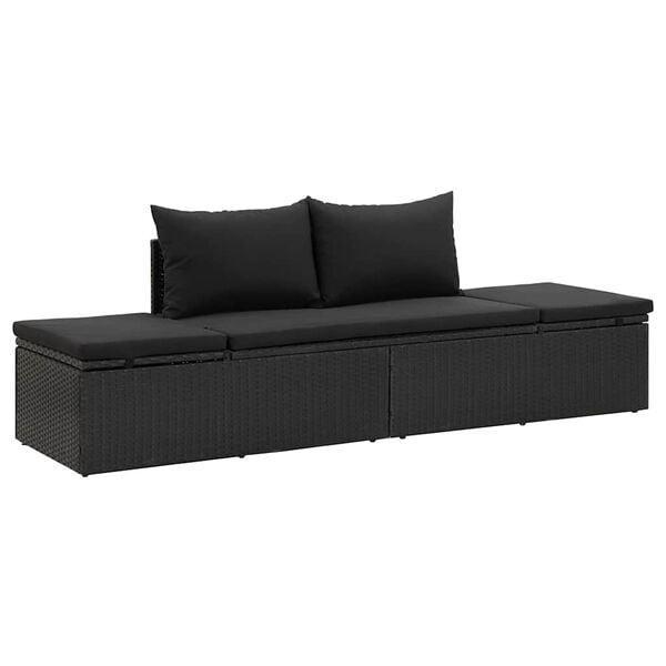 Ligbed poly rattan zwart | Retour Deal | 61% Korting!, Tuin en Terras, Ligbedden, Nieuw, Verzenden
