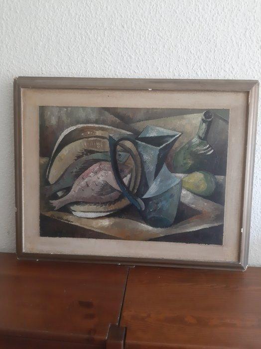 Théo Hölscher (1895-1966) - Stilleben mit Blauer Vase, Antiek en Kunst, Kunst | Schilderijen | Modern