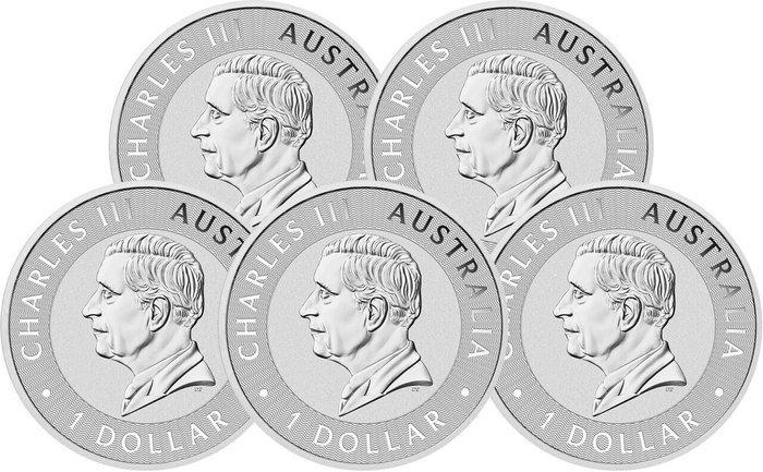 5 Troy Ounce - Zilver .999 - Kangourou 2026 - 155,5 gram -, Postzegels en Munten, Edelmetalen en Baren