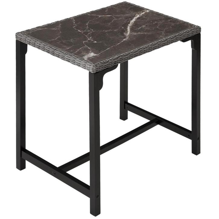 tectake Wicker bartafel Kutina 96x65x100cm - grijs, Tuin en Terras, Tuinsets en Loungesets, Verzenden