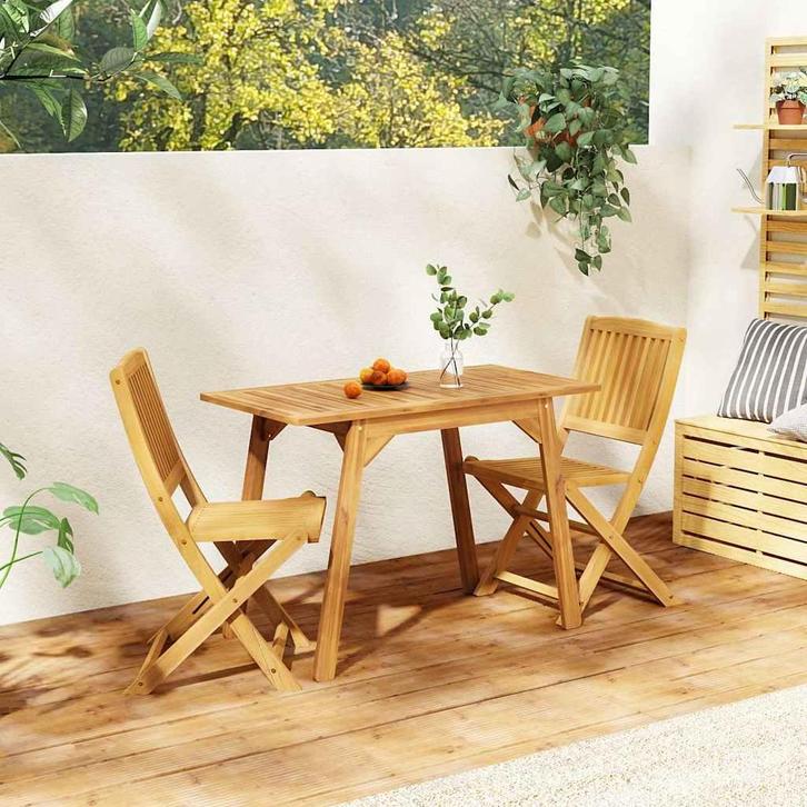 vidaXL 3-delige Balkonset massief acaciahout, Tuin en Terras, Tuinsets en Loungesets, Nieuw, Verzenden