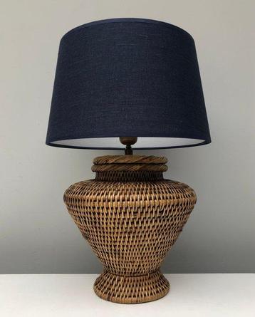 Lampe de table - Rotin, Textile - Lampe de table en tresse