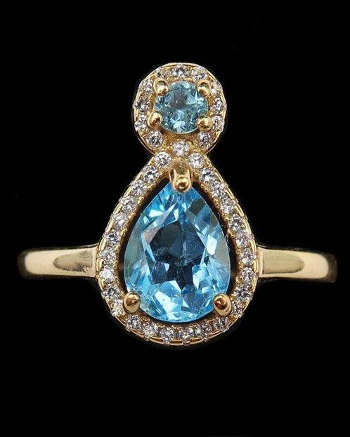 Topaas - Zilver, Blauwe topaas - Geloofsring - Zilver 925 -, Antiek en Kunst, Antiek | Boeken en Manuscripten