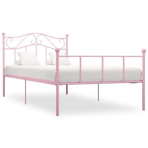 vidaXL Bedframe metaal roze 90x200 cm, Maison & Meubles, Chambre à coucher | Lits, Envoi