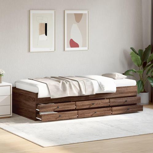 vidaXL Slaapbank met lades zonder matras 75x190 cm bruin, Huis en Inrichting, Slaapkamer | Bedden, Nieuw, Verzenden