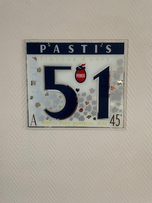Pernod - Reclamebord - Paneel Pastis 51 in glas en spiegel -, Antiek en Kunst, Antiek | Wandborden en Tegels
