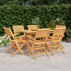 vidaXL 7-delige Tuinset massief teakhout, Tuin en Terras, Tuinsets en Loungesets, Verzenden, Nieuw, Tuinset