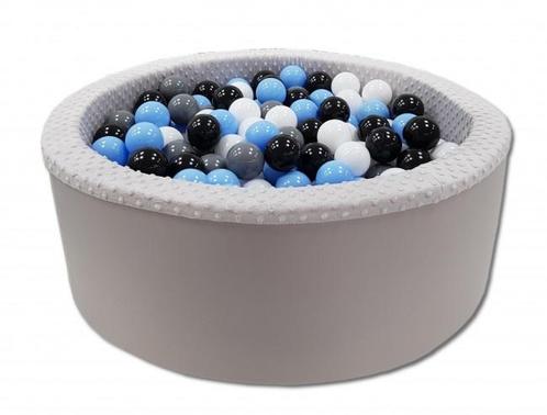 Ballenbak met 200 ballen - grijs, blauw, zwart & wit - 90..., Kinderen en Baby's, Speelgoed | Babyspeelgoed, Nieuw, Ophalen of Verzenden