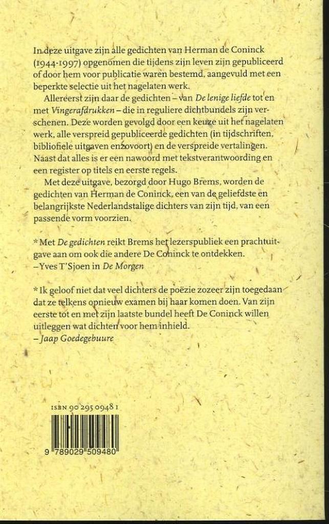 Herman de Coninck 9789029509480 Herman de Coninck, Livres, Poèmes & Poésie, Envoi