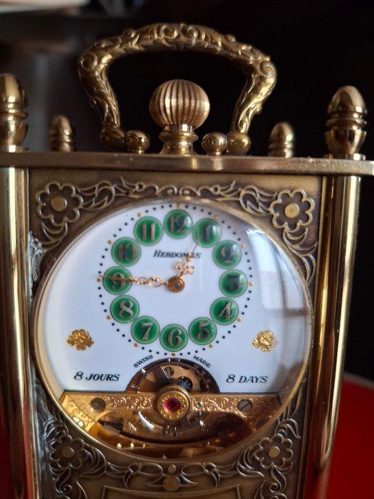 Rijtuigklok - Hebdomas - Messing, Porselein - 1920-1930, Antiek en Kunst, Antiek | Klokken