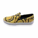 Versace - Black Gold Baroque Print Leather Slip On Sneakers