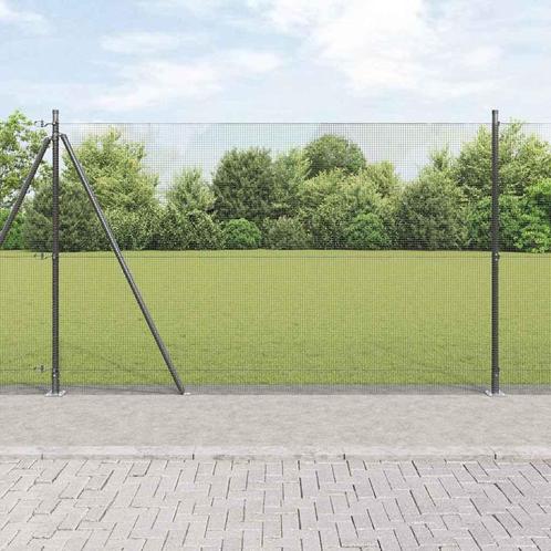 vidaXL Hek met Palen Grijs 1.5 x 50 m Staal, Tuin en Terras, Tuinhekken en Hekwerk, Nieuw, Verzenden