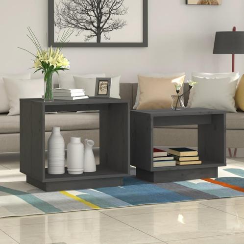vidaXL 2-delige Salontafelset massief grenenhout grijs, Huis en Inrichting, Tafels | Salontafels, Nieuw, Verzenden