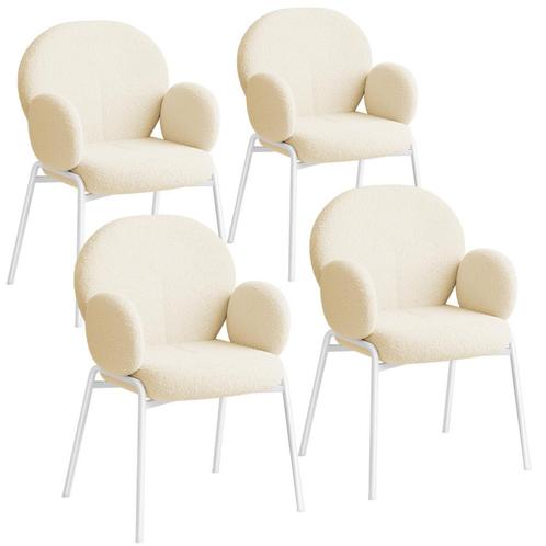 Stoel Scandi gestoffeerd, bouclé stof - crème, Set van 4, Maison & Meubles, Chaises, Envoi