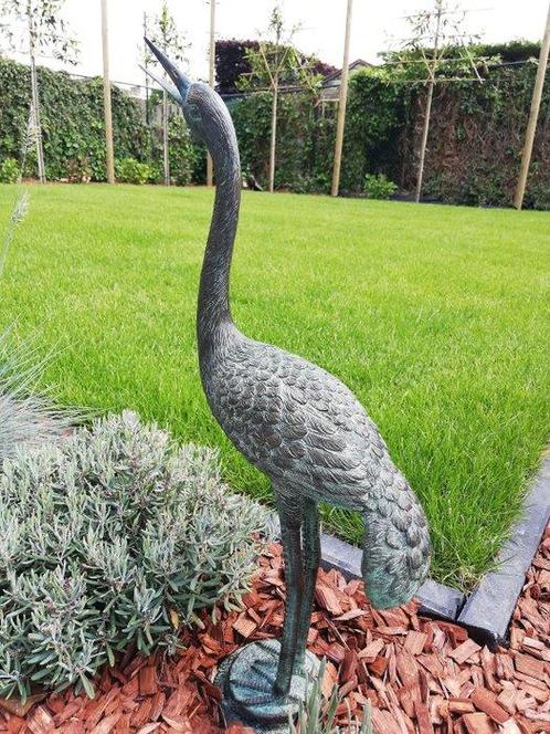 Statuette, Reiger - kraanvogel - 65 cm - Bronze, Antiek en Kunst, Curiosa en Brocante