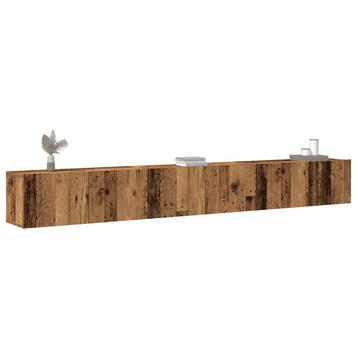 vidaXL 3-delig Tv-meubelset wandmontage bewerkt hout oud, Verzenden