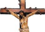 Antiek Crucifix - Hout - 1920-1930 - Grote oude kruisbeeld -, Antiek en Kunst