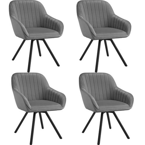 tectake Draaibare fluwelen stoel Snug, gestoffeerd - grijs,, Huis en Inrichting, Stoelen, Verzenden