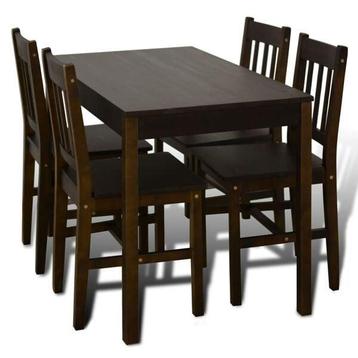 Houten Eettafel + 4 Stoelen | Retour Deal | Strak Design, Verzenden