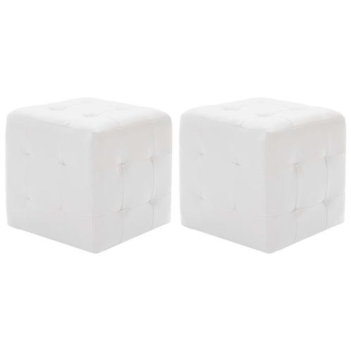 vidaXL Poef 2 st 30x30x30 cm kunstleer wit, Huis en Inrichting, Zetels | Voetbanken en poefs, Nieuw, Verzenden
