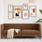 vidaXL Driezitsbank Chesterfield-stijl kunstsuède bruin, Verzenden, Nieuw