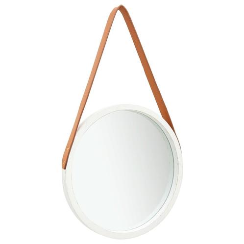 vidaXL Wandspiegel met band 40 cm wit, Maison & Meubles, Accessoires pour la Maison | Miroirs, Envoi