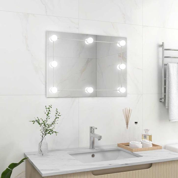 vidaXL Wandspiegel zonder lijst met LED-lampen rechthoekig, Huis en Inrichting, Woonaccessoires | Spiegels, Nieuw, Verzenden