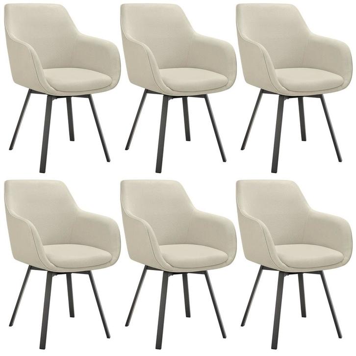 tectake Draaibare eetkamerstoel Alicon, gestoffeerd - greige, Maison & Meubles, Chaises, Envoi