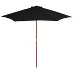 vidaXL Parasol met houten paal 270 cm zwart, Tuin en Terras, Verzenden, Nieuw