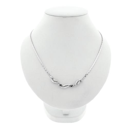Witgouden ketting met vaste hanger; saffier en diamant 0,..., Handtassen en Accessoires, Kettingen, Overige kleuren, Gebruikt