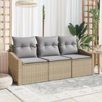 vidaXL 3-delige ligzetel set met kussens in beige poly, Tuin en Terras, Verzenden, Nieuw